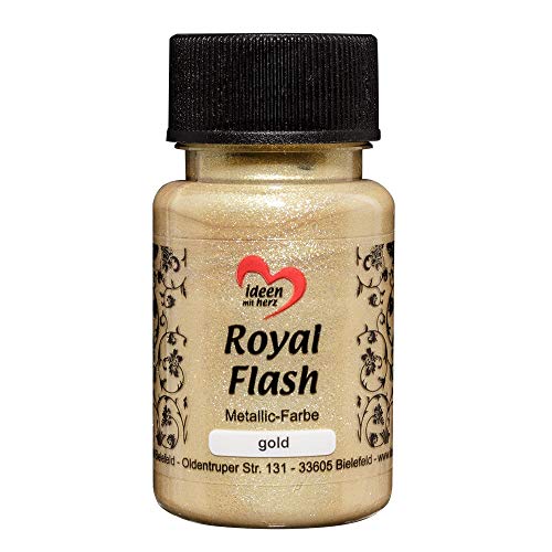 Royal Flash Acryl-Farbe in Gold mit Glitzerpartikeln für kreative Projekte