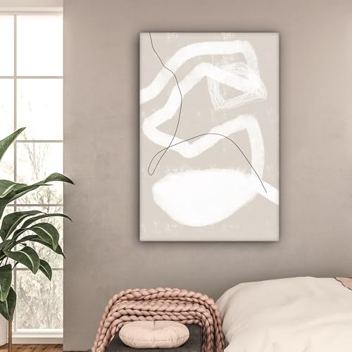 MuchoWow Leinwand Bilder, Einzigartige Wanddeko mit Rahmen, Linie - Abstrakt - Design, Wandbilder Wohnzimmer, Deko Schlafzimmer 80x120 cm