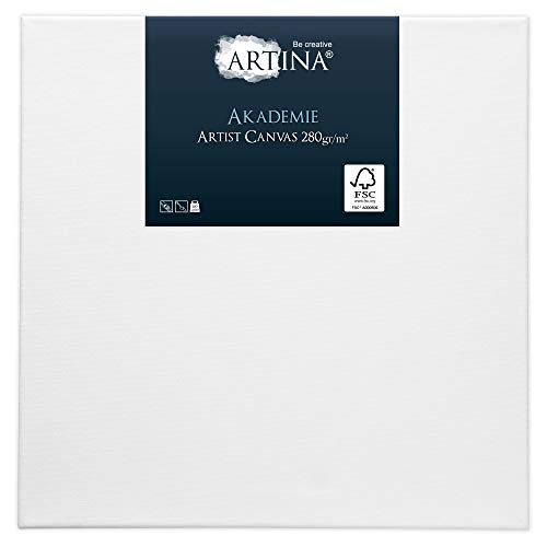 Keilrahmen Leinwand zum Bemalen 60x60 cm – Artina FSC® 2er Set bespannte Keilrahmen Leinwände zum malen für Acrylfarben Canvas 100% Baumwolle – Acryl Leinwand Rahmen