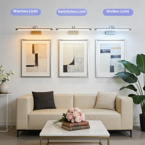 Actask Akku Bilderleuchte 60 cm LED mit Fernbedienung, dimmbar, Sand Nickel