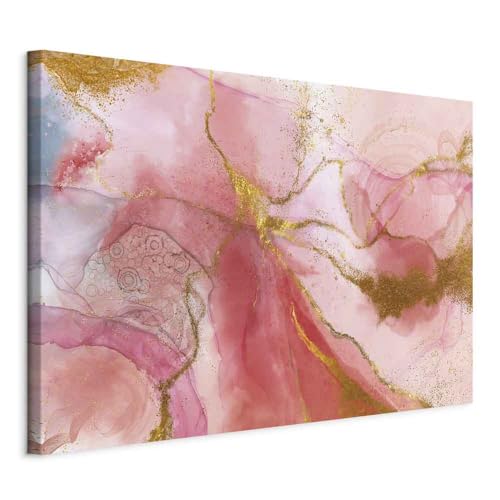 B&D XXL - Wandbilder XXL Abstrakt 90x60 cm Leinwandbild 1 tlg Kunstdruck modern Wanbilder XXL Wanddekoration Design Wand Bild Marmoroptik Aquarell Pastel a-A-10154-b-a
