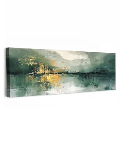 MuchoWow Wandbild auf Leinwand, 40 x 120 cm, Grün - Modern, mit Holzrahmen