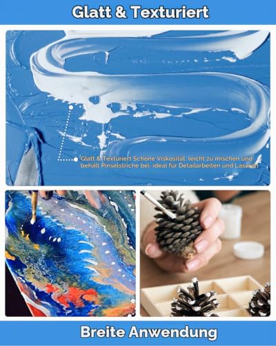 Nicpro Weißes Acrylfarben Set 2040 ml, wasserbasiert, mit Pumpe, 1er Pack