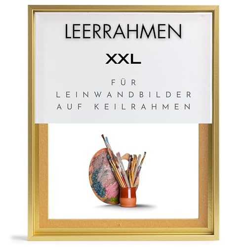 NB Akzent Schattenfugenrahmen XXL 80x100 cm - Gold – Leerrahmen mit Tiefeneffekt aus MDF Holz in zerlegter Form – für Leinwandbilder auf Keilrahmen