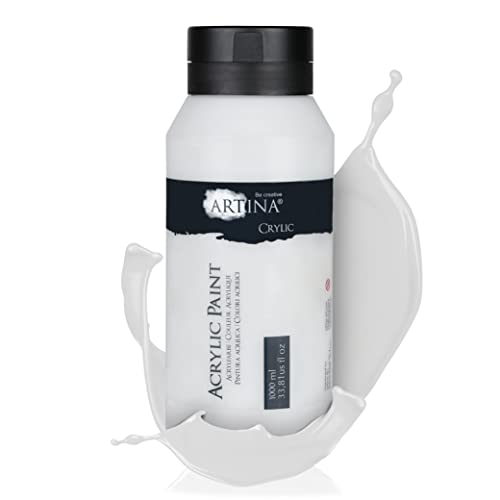 Artina Acrylfarbe Titanweiss im 1-Liter-Tube, wasserbasiert, schnelltrocknend