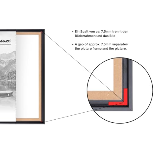CLAMARO 'SFR35' Schattenfugenrahmen für 80x100 cm Keilrahmen | Schwarz Matt | MDF-Holz Bilderrahmen für Keilrahmen Leinwände inkl. Aufhänger und Montagematerial