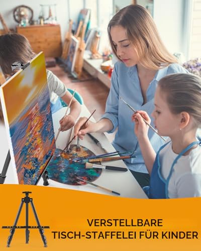 Nicpro Staffelei für Schilder, schwarze Aluminium-Dreibeinstaffelei, höhenverstellbar 43 bis 168 cm