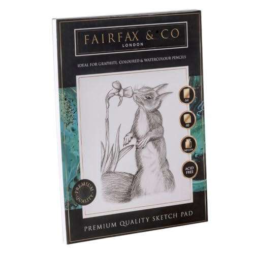 Fairfax & Co Künstler-Skizzenblock | A4 Skizzenbuch 40 Blatt (160 g/m²) | Säurefreies Zeichenpapier aus hochwertigem Karton | Perfekt für Mixed Media | Kunstbedarf für Schüler, Studenten & Erwachsene