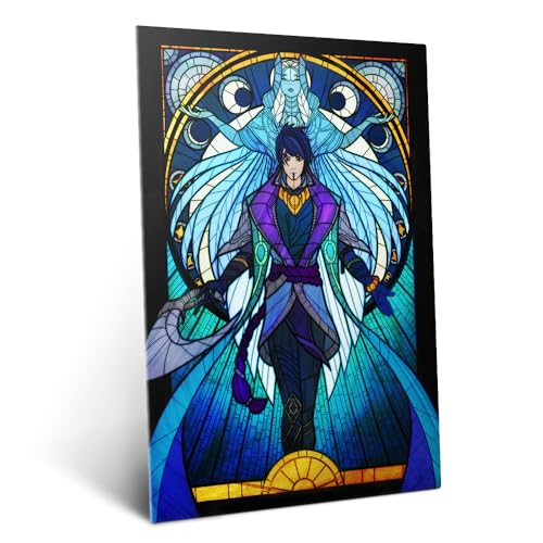 Metallposter League of Legends Stained Glass Aphelios für stilvolle Wandgestaltung