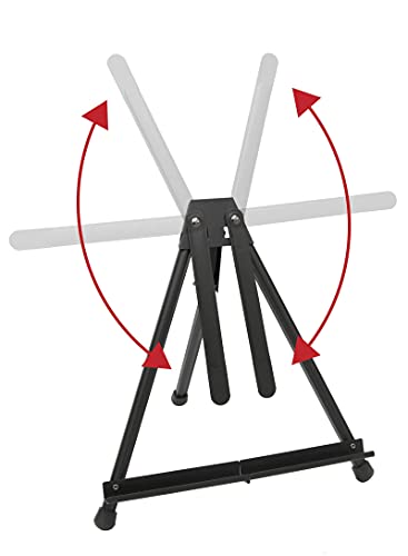 Schwarze Aluminium Tischstaffelei von Paintersisters für Keilrahmen bis 54 cm, klappbar und leicht