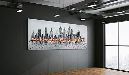 Monica Mirafiori I Gemälde City I 160x60cm | Gemälde Handgemalt | Acrylgemälde | Sehr Großes Acrylbild I Moderne Kunst I Kunstbilder