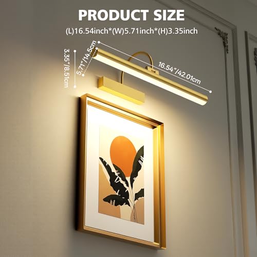 Gresonic kabellose Bilderleuchte Akku, 42 cm, 3 Lichtfarben, dimmbar, Gold