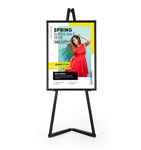 DISPLAY SALES Mobile Staffelei aus Aluminium | Malständer in schwarz | für Rahmen bis 120 cm | Leinwand, Malstaffelei, Atelier