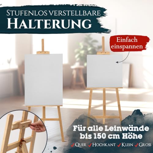 Artina Holz-Staffelei Groß, höhenverstellbar, aus FSC-Kiefernholz, 195 cm