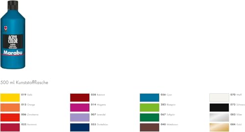 Marabu Acryl Color Weiß 500 ml, wasserbasierte Acrylfarbe, schnell trocknend