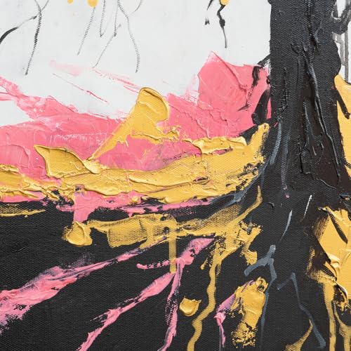 Handgemaltes Acrylgemälde in Blau, Pink und Gold auf Leinwand im Hochformat Chromatischer Wipfel 60x80 cm ohne Rahmen für Wohn- und Arbeitsräume