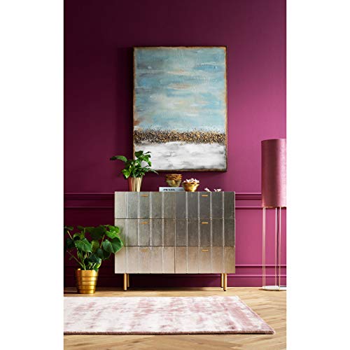 Kare Design Acrylbild Abstract Horizon, Grau/Gold, Leinwandbild, Wandbild mit Rahmen, Canvas, Massivholz Rahmen, Acrylfarbe, handgemalt, Abstrakt, Modern, Wohnzimmer, Schlafzimmer, Flur, 120x90cm