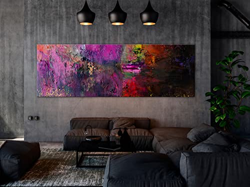 murando - Leinwand Bilder Abstrakt 150x50 cm Vlies Leinwandbild 1 tlg Kunstdruck modern Wandbilder XXL Wohnzimmer Wanddekoration Leinwandbilder Wand Bild Panoramabild bunte Farben Textur wie gemalt