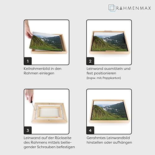 RahmenMax® Luzern Schattenfugenrahmen 80x100 cm aus lackiertem Massiv Holz/Rahmen für Leinwand/Bilderrahmen für Keilrahmen/Leinwandrahmen in Natur - Maßanfertigung möglich