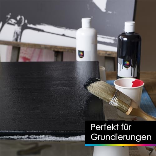 OfficeTree Acrylfarbe Schwarz 500ml - Acrylfarbe Wasserbasis Schwarz- Black Acrylic Paint für Acrylmalerei, Hobbykünstler - Schwarze Acrylfarbe Ideal zum Mischen