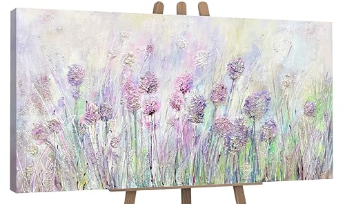 Künstlerische Pracht trifft auf natürliche Ästhetik: Handgemaltes Acryl-Gemälde 'Blumen auf der Wiese' von YS-Art, perfekt für moderne Wohnzimmer und Büros. Ein originales Kunstwerk, 120x60 cm groß und abstrakt gestaltet.