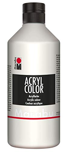 Marabu Acryl Color Weiß 500 ml, wasserbasierte Acrylfarbe, schnell trocknend