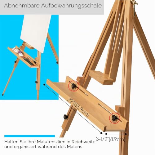 MEEDEN Stativ-Staffelei mit Tragetasche – massives Buchenholz Universal-Staffelei für Maler, Studenten, Landschaftskünstler, hält Leinwand bis zu 112 cm