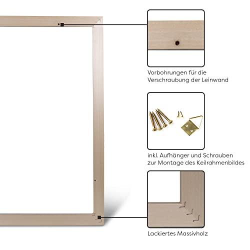 RahmenMax® Luzern Schattenfugenrahmen 40x60 cm aus lackiertem Massiv Holz/Rahmen für Leinwand/Bilderrahmen für Keilrahmen/Leinwandrahmen in Weiß - Maßanfertigung möglich