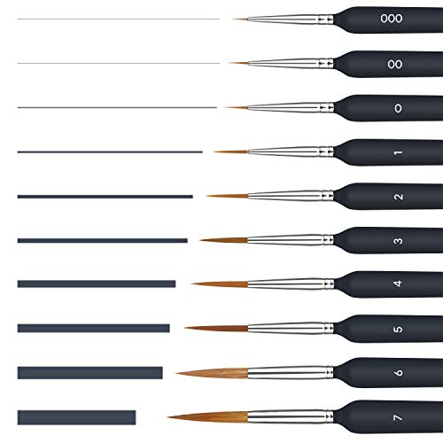 Feine Pinsel Set, 10 Stück Acrylfarben, Acryl Pinsel Aquarell Modellbau Malpinsel für Acrylmalerei, Malen Nach Zahlen Dünne Klein, Detail Miniatur Künstlerpinsel Paint Brush