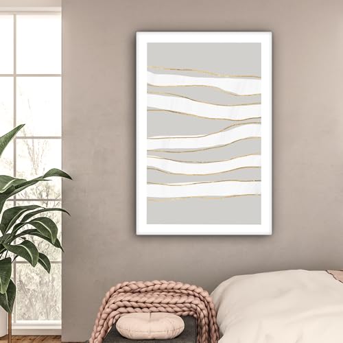 MuchoWow Leinwand Bilder, Einzigartige Wanddeko mit Rahmen, Linie - Abstrakt - Muster, Wandbilder Wohnzimmer, Deko Schlafzimmer 80x120 cm