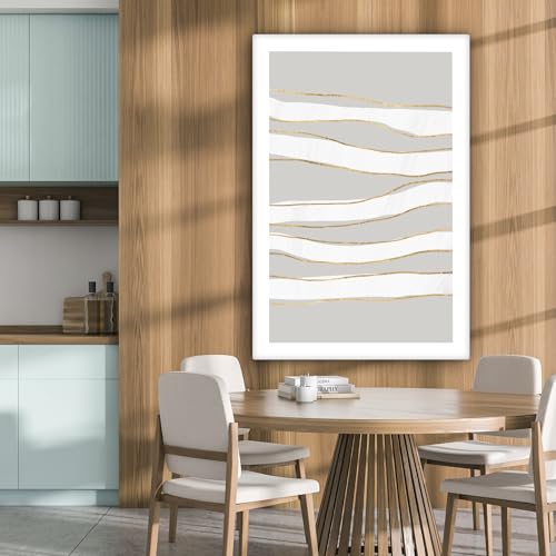 MuchoWow Leinwand Bilder, Einzigartige Wanddeko mit Rahmen, Linie - Abstrakt - Muster, Wandbilder Wohnzimmer, Deko Schlafzimmer 80x120 cm