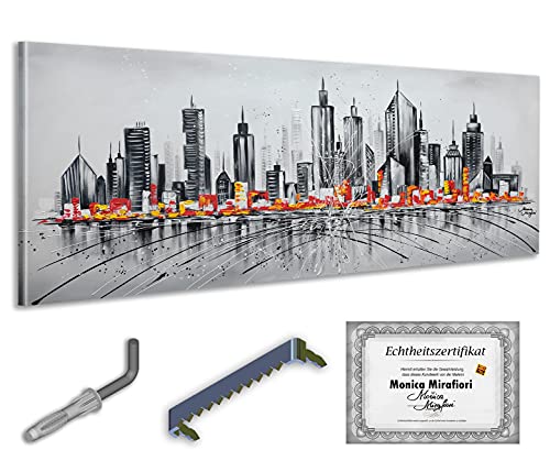Monica Mirafiori I Gemälde City I 160x60cm | Gemälde Handgemalt | Acrylgemälde | Sehr Großes Acrylbild I Moderne Kunst I Kunstbilder