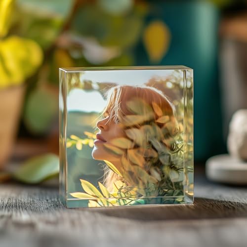 10 x 10 cm Fotoblock mit ihrem Bild aus original PLEXIGLAS - Transparenter Acrylblock, das Foto-Geschenk in brillanten Farben als hochwertige, Geschenkidee mit 3D-Tiefeneffekt in verschiedenen Größen