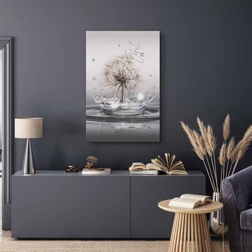 murando - Wandbilder XXL Pusteblume 40x60 cm 1 tlg - Vlies Leinwandbild Kunstdruck modern Bilder Wanddeko Wohnzimmer Schlafzimmer Bild - Natur Wassertropfen Blumen Löwenzahn Tautropfen b-C-0732-b-a