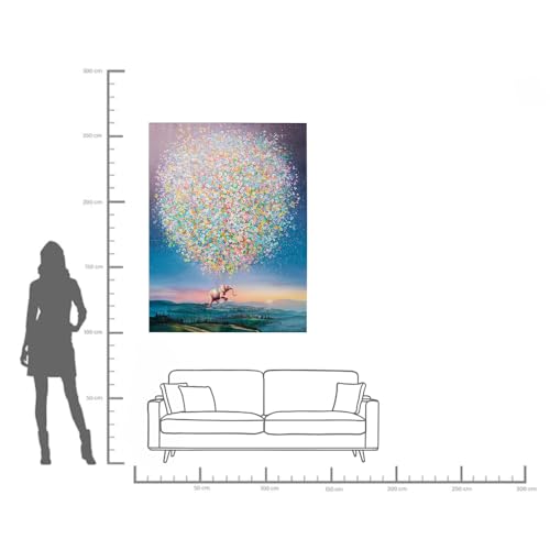 Kare Design Leinwandbild Flying Elephant At Night Blau, Bild mit Rahmen, Leinwandbild, Wanddekoration, Massivholz Rahmen, handgemalte Details, Modern, Wohnzimmer, Schlafzimmer, 160x120x3,5cm