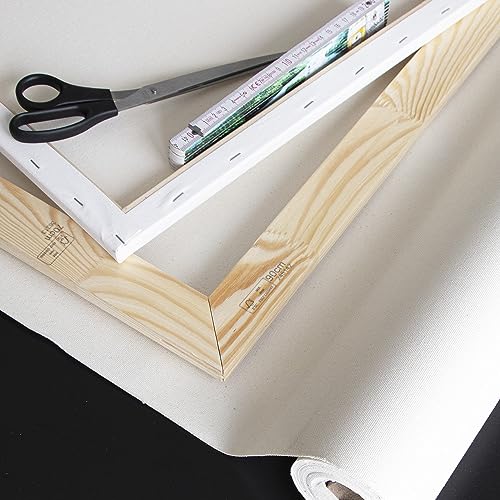 Leinwand auf Rolle 2,1m x 10m zum Malen, 280/gm² stark, 2-fach weiß grundiert - reißfeste, malfertige Künstlerleinwand als XXL Canvas Meterware aus 100% Baumwolle mit feiner Maltuch Gewebestruktur