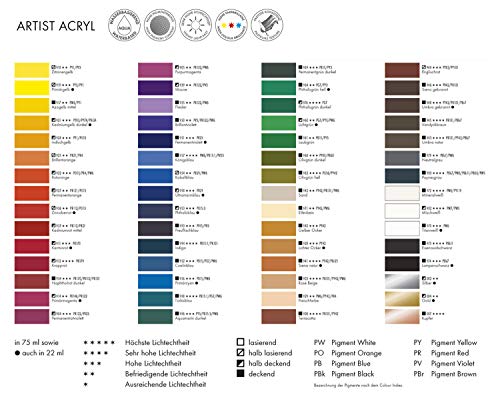 Marabu 12200044958 - Artist Acryl, Ultramarinblau 120 ml, feine Acrylfarbe in Künstlerqualität, auf Wasserbasis, pastose Konsistenz, hoch pigmentiert, sehr gute Brillanz und Deckkraft