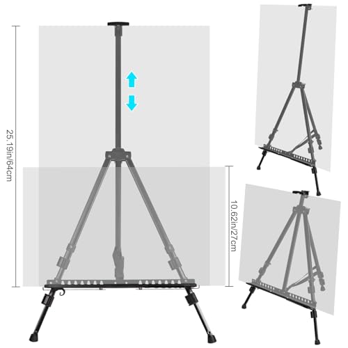 MorNon Aluminium Staffelei 50-167cm, Atelierstaffelei Verstellbare Standstaffelei Feldstaffelei, Mit Tasche Für Leinwand Poster Hochzeit Skizzieren Male