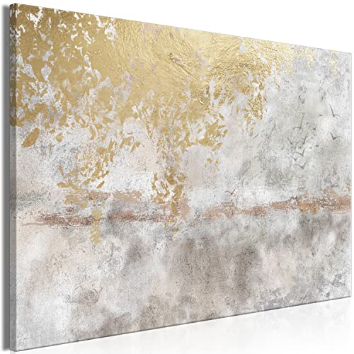 B&D XXL - Wandbilder XXL Abstrakte Landschaft 90x60 cm 1 tlg - Bild Leinwand Bilder Groß Wandbild Wohnzimmer Schlafzimmer Kunstdrucke Desig Wand Deko - Natur Vögel Betonoptik Modern Art a-A-0897-b-a
