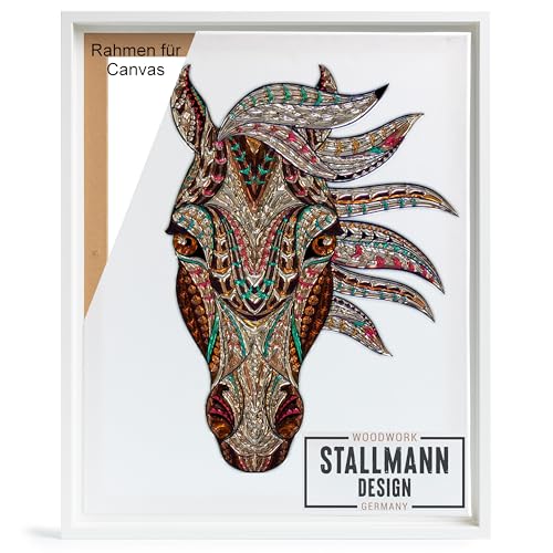 Stallmann Design Schattenfugenrahmen für Leinwände auf Keilrahmen | Farbe: Weiß | Größe: 60 x 80 cm | Rahmen ohne Glas & Rückwand | mit Montagezubehör