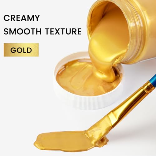 ARTFLY Acrylfarbe Metallic Gold 100 ml, lichtecht, ungiftig, für Leinwand, Holz, Stoff und Keramik