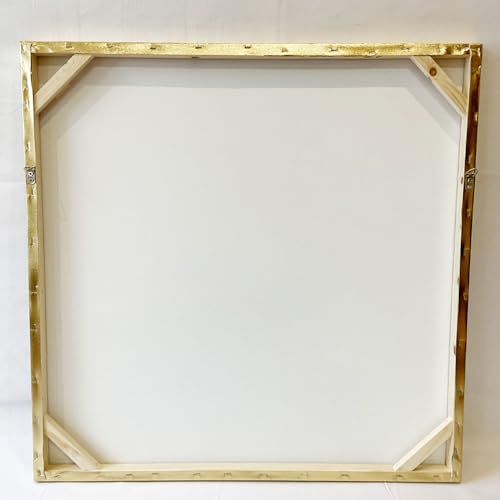 Kare Design Bild Touched Dog with Pineapple, Gold, Leinwandbild, Hund, Acrylfarbe, Canvas, Tannenholz Rahmen, handgemalte Details, Abstrakt, Modern, Wohnzimmer, Schlafzimmer, Flur, 80x80x4 cm (H/B/T)