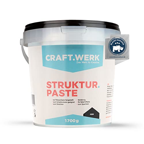 CRAFT.WERK Das Werk für Kreative. Craft.Werk - 1,7kg Strukturpaste Leinwand (fein) - hochwertige Strukturpaste für Acrylmalerei - einfärbbare Spachtelmasse Acrylmalerei - Made in Germany, CWST10001