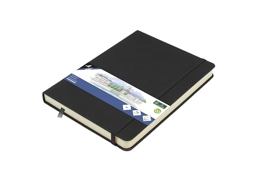 Kangaro Art Skizzenbuch A5 schwarz mit PU Hardcover, 80 Blatt, cremefarbenes Papier