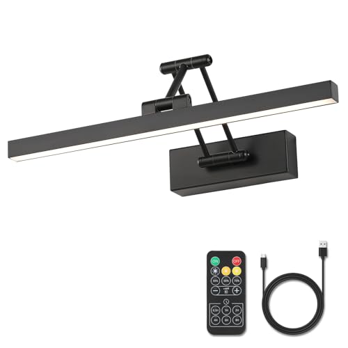 Pasoar Bild Licht Batteriebetriebene schwarze 40CM lange wiederaufladbare Wandleuchten Dimmbare LED Bibliothek Licht mit Swing Arm und Timer Funktion Akku Wandleuchte Innen schwarze Farbe Pasoar Bild Licht Batteriebetriebene schwarze 40CM lange wiederaufladbare Wandleuchten Dimmbare LED Bibliothek Licht mit Swing Arm und Timer Funktion Akku Wandleuchte Innen schwarze Farbe