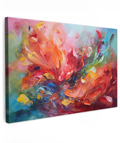 MuchoWow Leinwandbild 120 x 80 cm, abstrakte Ölfarbe, Wandbild auf Holzrahmen