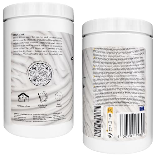 Creative Deco Strukturpaste Glatt 2 kg | Weiße Spachtelmasse für Acrylmalerei | Modellierpaste für Kunstprojekte, Acrylfarbe, DIY, 3D-Effekte, Texturen | Einfach mit Palettenmesser aufzutragen