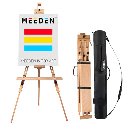 MEEDEN Stativ-Staffelei mit Tragetasche – massives Buchenholz Universal-Staffelei für Maler, Studenten, Landschaftskünstler, hält Leinwand bis zu 112 cm