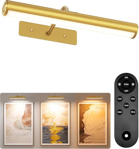 EZVALO kabellose LED-Bilderleuchte mit Akku 4000 mAh, Gold, 33 cm