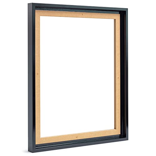 Monframe Schattenfugenrahmen - 50x50 cm - Schwarz Glanz - für Leinwandbilder auf Keilrahmen - Leerrahmen ohne Glas und Rückwand